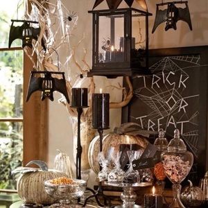 Pottery Barn Vampire Bat Hanging Votive Lantern Rare New 🦇